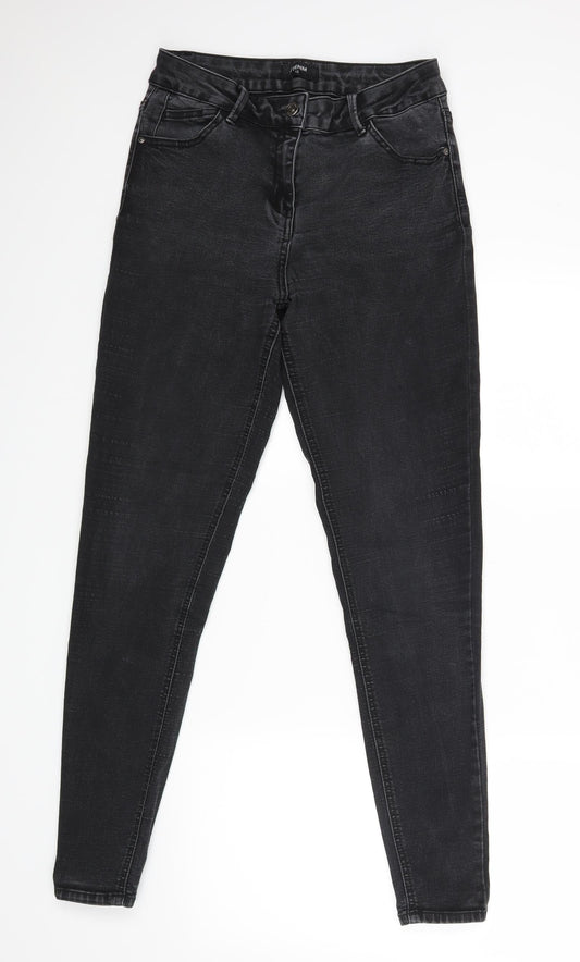 Additional front view of /Denim women’s black skinny jeans, size UK 12, 28-inch leg