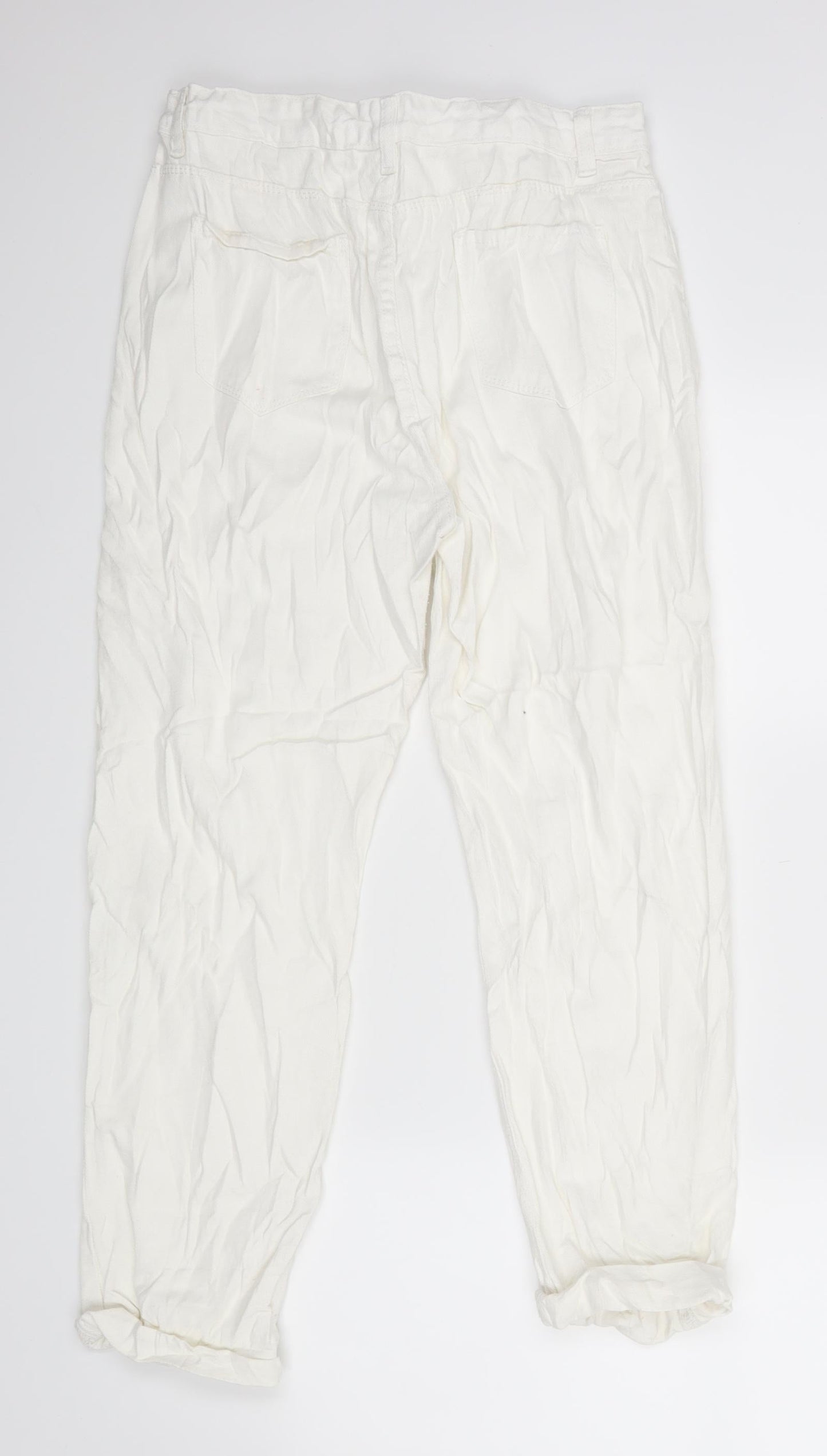 Womens UK Size L Preworn Regular Fit Straight White Jeans
