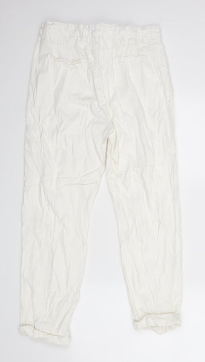 Womens UK Size L Preworn Regular Fit Straight White Jeans