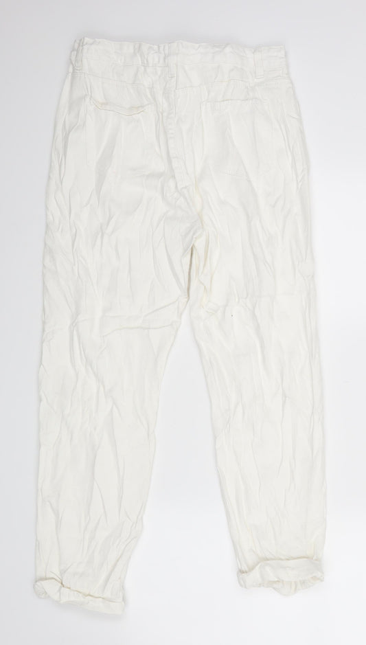 Womens UK Size L Preworn Regular Fit Straight White Jeans