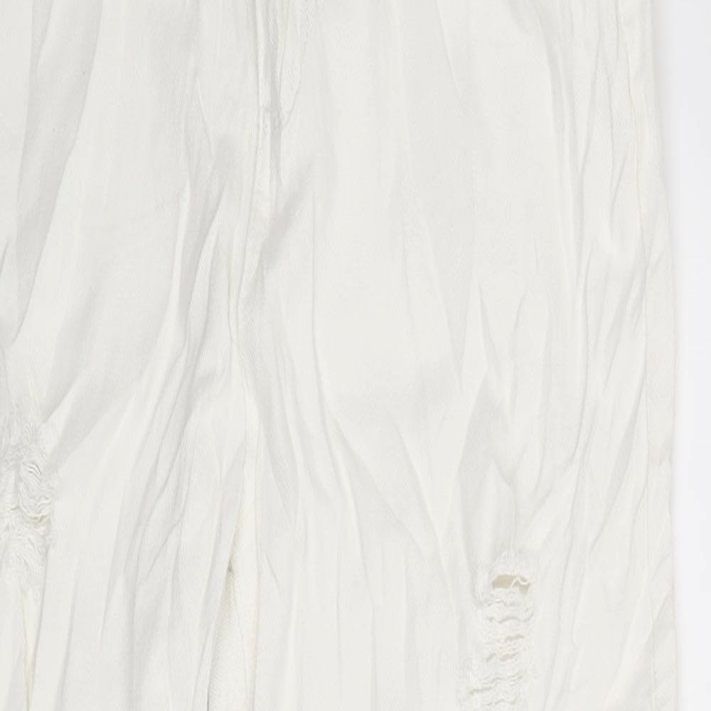 Womens UK Size L Preworn Regular Fit Straight White Jeans
