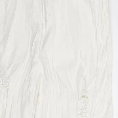 Womens UK Size L Preworn Regular Fit Straight White Jeans