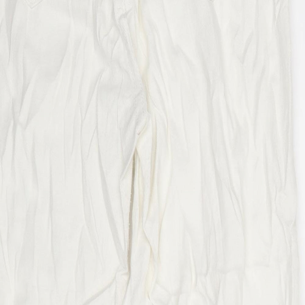 Womens UK Size L Preworn Regular Fit Straight White Jeans