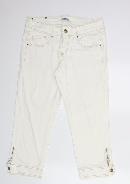 Oltre Womens White   Straight Jeans Size 14 L23 in