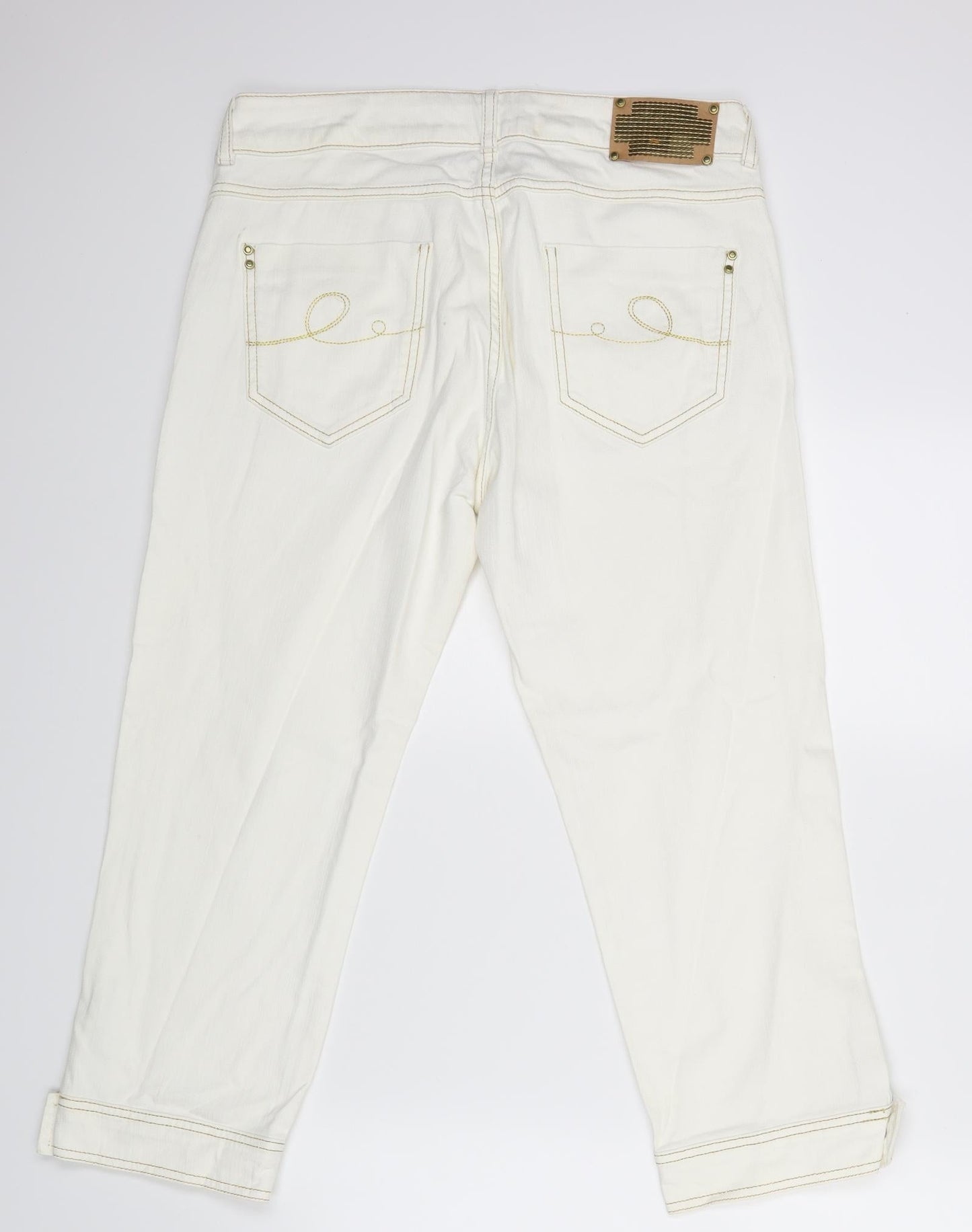 Oltre Womens White   Straight Jeans Size 14 L23 in