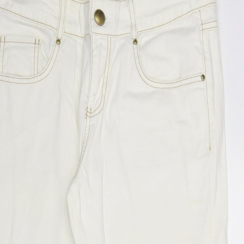 Oltre Womens White   Straight Jeans Size 14 L23 in