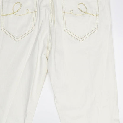 Oltre Womens White   Straight Jeans Size 14 L23 in
