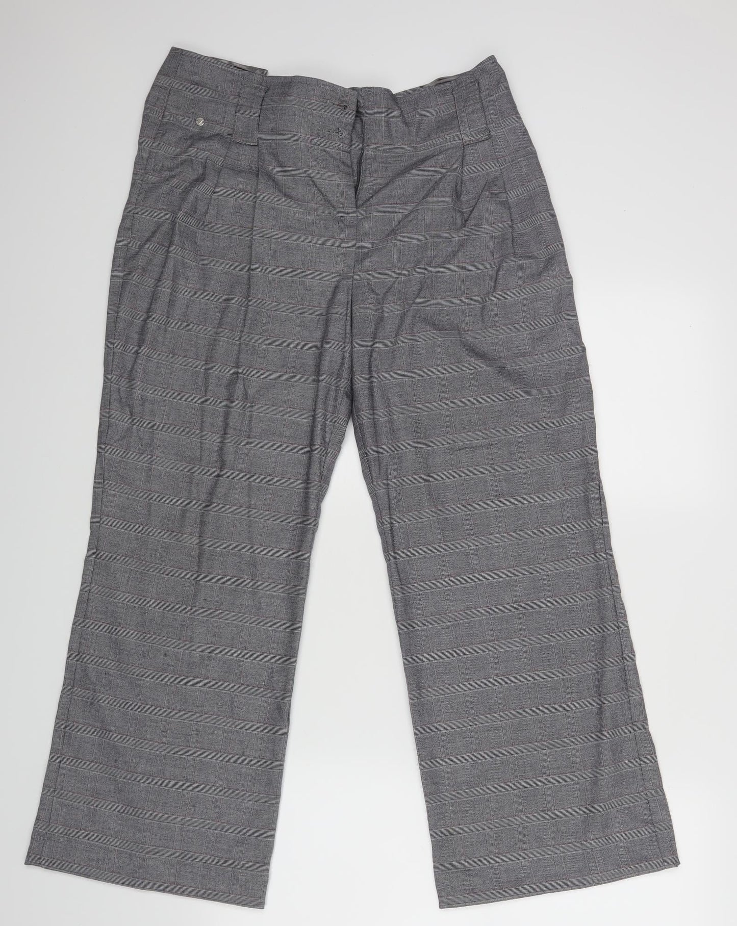 Per Una Womens Grey Check  Dress Pants Trousers Size 14 L27 in