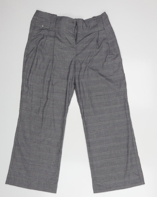 Per Una Womens Grey Check  Dress Pants Trousers Size 14 L27 in