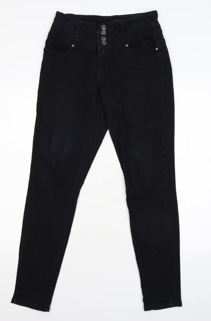Silver Crush Womens Black  Denim Skinny Jeans Size 12 L29 in