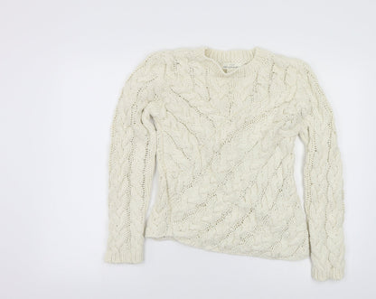 H&M Womens Ivory  Knit Pullover Jumper One Size  - Asymmetric Hem