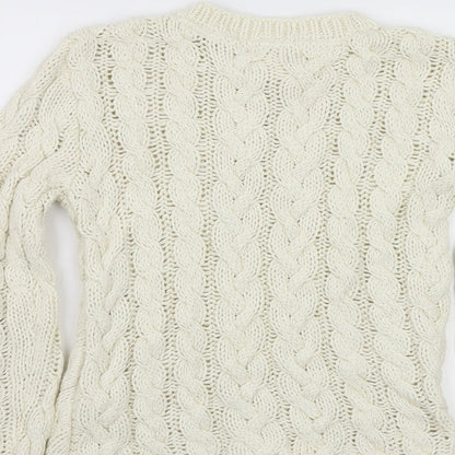 H&M Womens Ivory  Knit Pullover Jumper One Size  - Asymmetric Hem