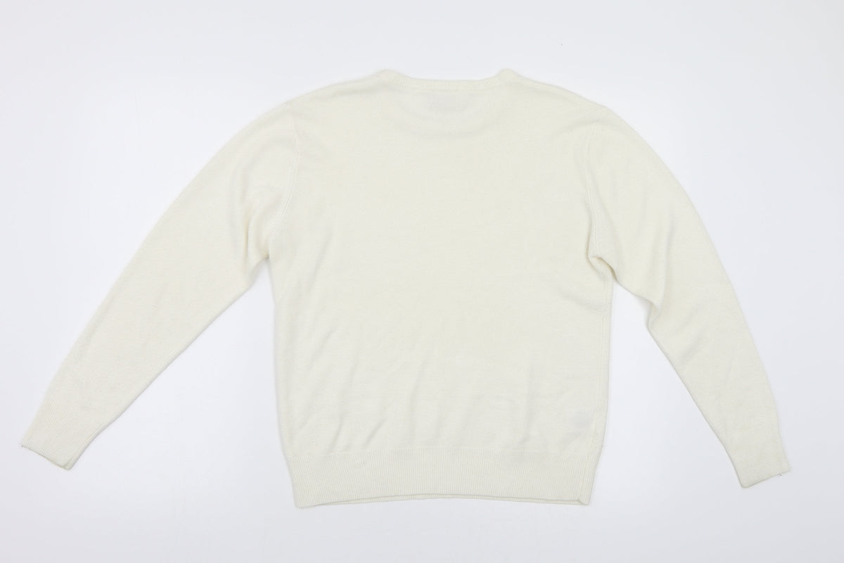 Isabelle Womens White  Knit Pullover Jumper Size S