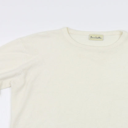 Isabelle Womens White  Knit Pullover Jumper Size S