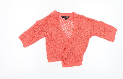 New Look Womens Red  Crochet Cardigan Jumper Size 6