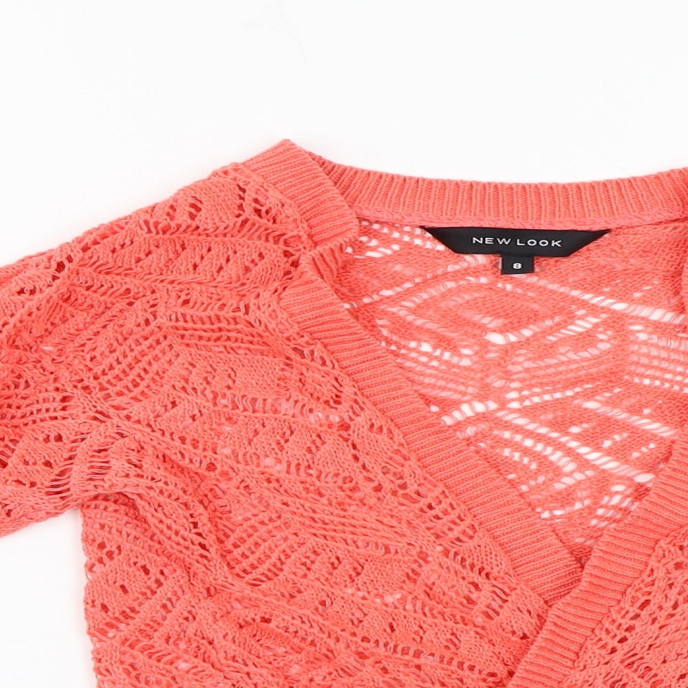 New Look Womens Red  Crochet Cardigan Jumper Size 6