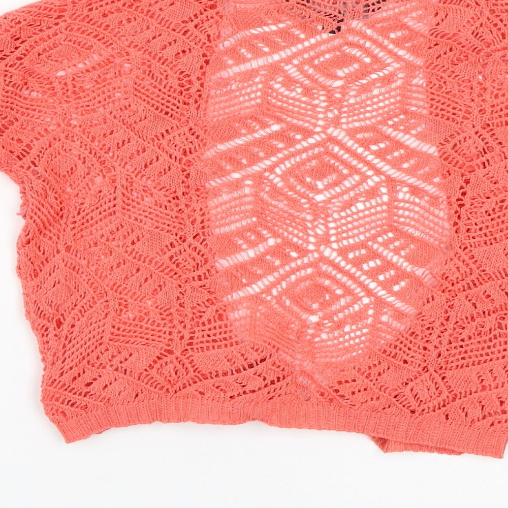 New Look Womens Red  Crochet Cardigan Jumper Size 6