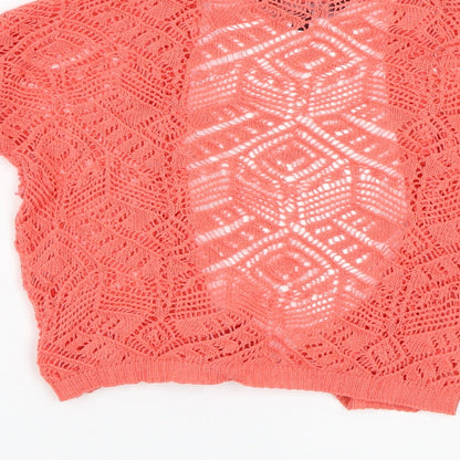 New Look Womens Red  Crochet Cardigan Jumper Size 6