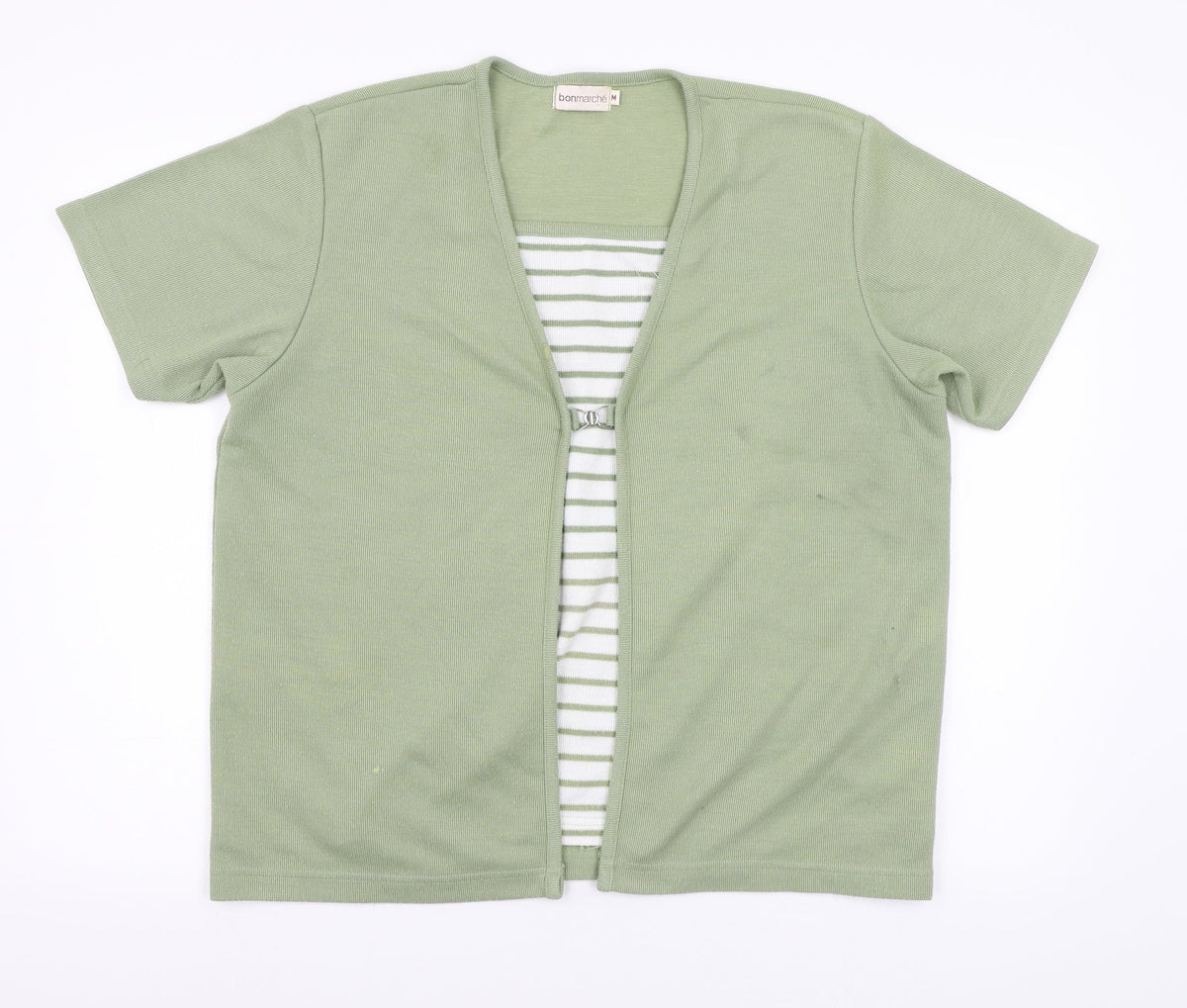Bonmarché Womens Green Striped Pullover Jumper Size M