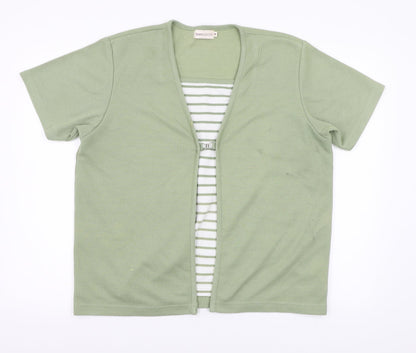 Bonmarché Womens Green Striped Pullover Jumper Size M