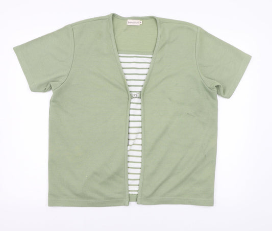 Bonmarché Womens Green Striped  Pullover Jumper Size M