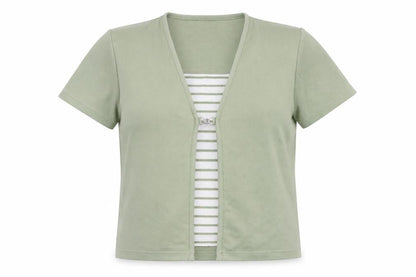Bonmarché Womens Green Striped Pullover Jumper Size M