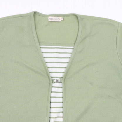 Bonmarché Womens Green Striped Pullover Jumper Size M