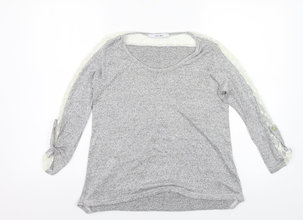 Additional front view of COIN 1804 women’s grey knit jumper, size L