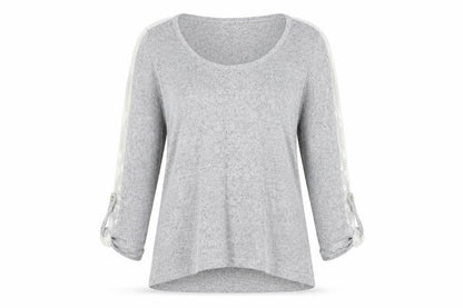 Front view of COIN 1804 women’s grey knit jumper, size L