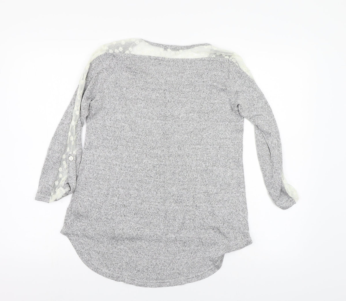 Back view of COIN 1804 women’s grey knit jumper, size L