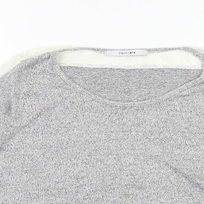 Close-up detail of COIN 1804 women’s grey knit jumper, size L