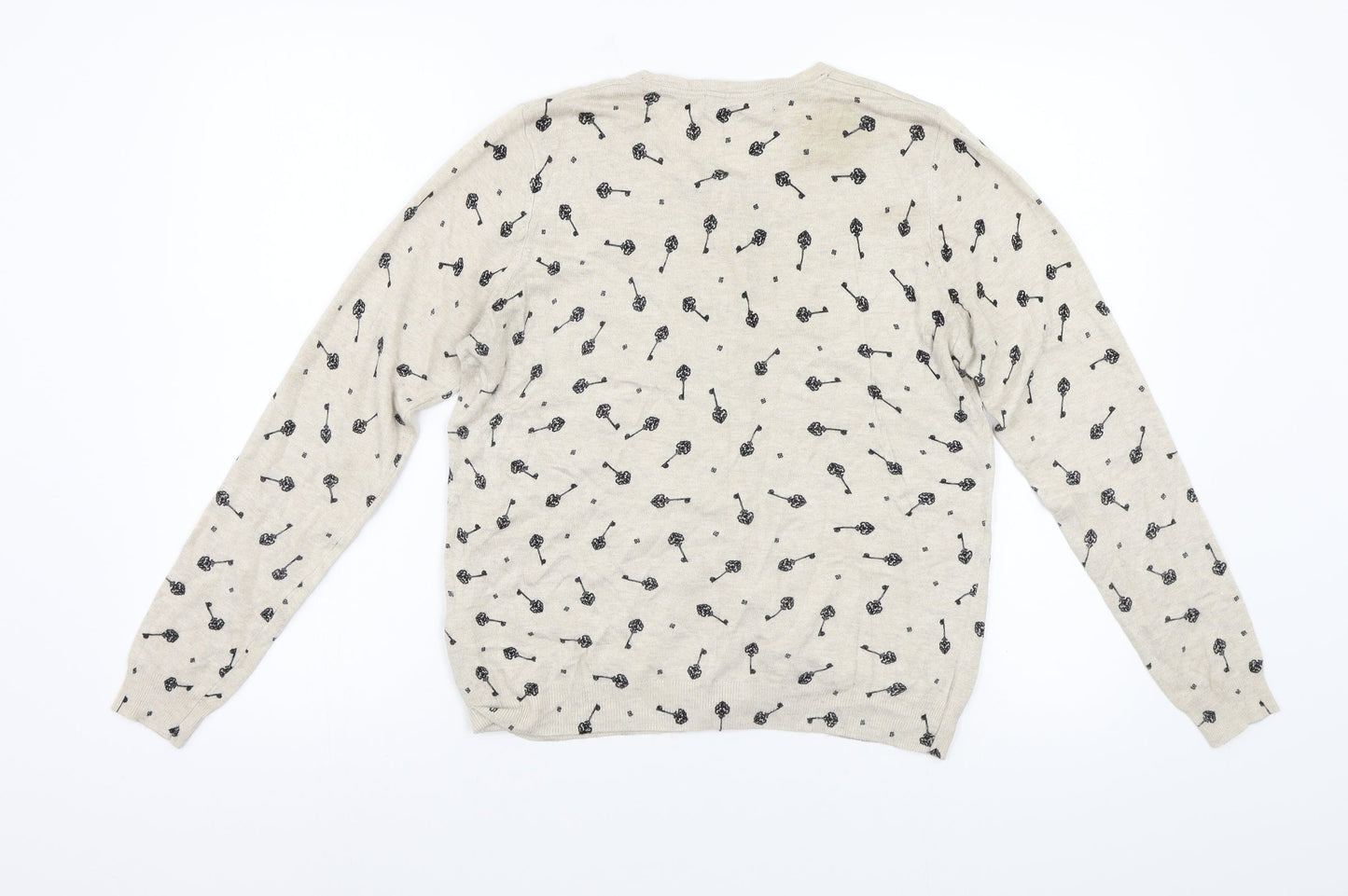 M&S Womens Beige Floral  Cardigan Jumper Size 12