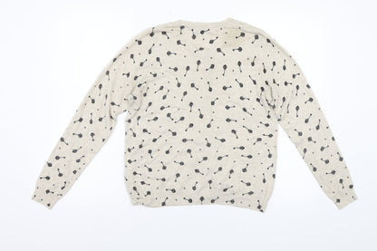M&S Womens Beige Floral  Cardigan Jumper Size 12