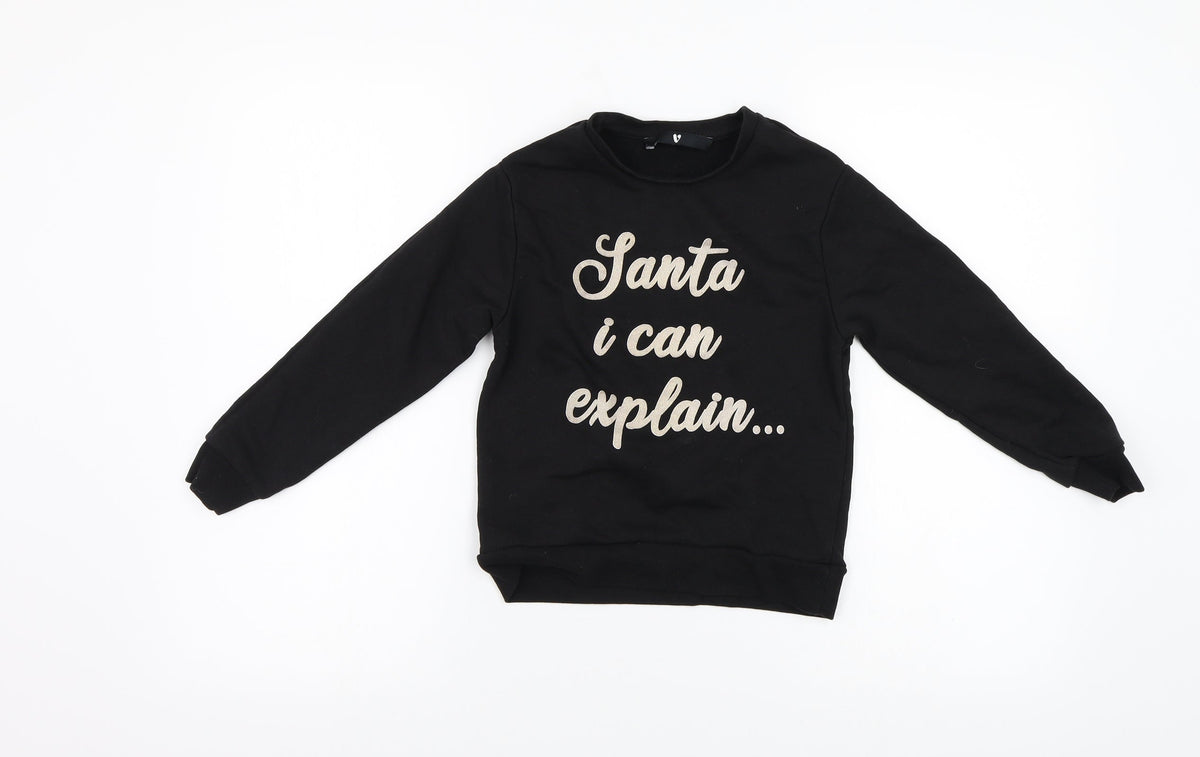 Very Boys Black   Pullover Sweatshirt Size 8 Years  - Santa