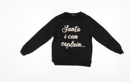 Very Boys Black   Pullover Sweatshirt Size 8 Years  - Santa