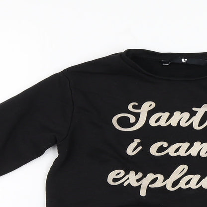 Very Boys Black   Pullover Sweatshirt Size 8 Years  - Santa