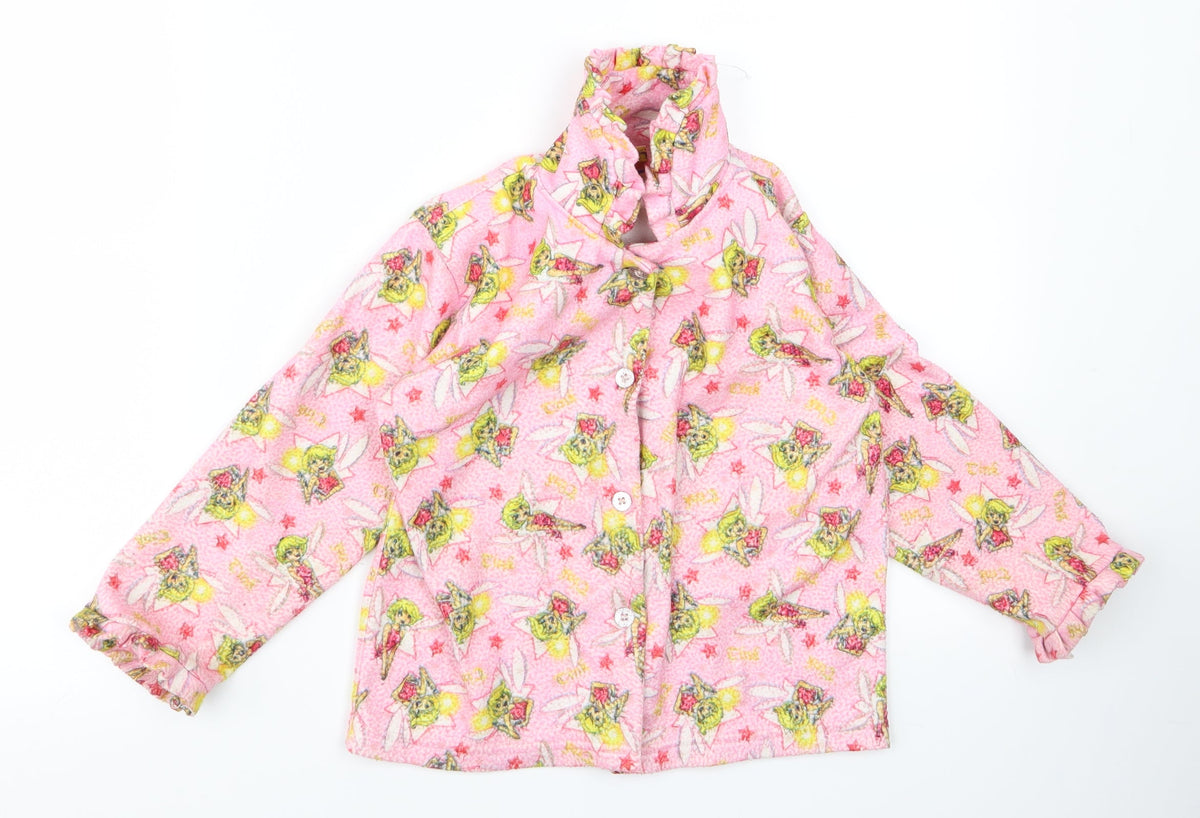 Additional front view of Preworn girls’ pink rayon basic button-up, size 6, years - tinkerbell