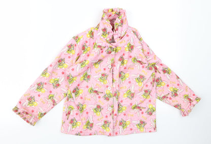 Additional front view of Preworn girls’ pink rayon basic button-up, size 6, years - tinkerbell