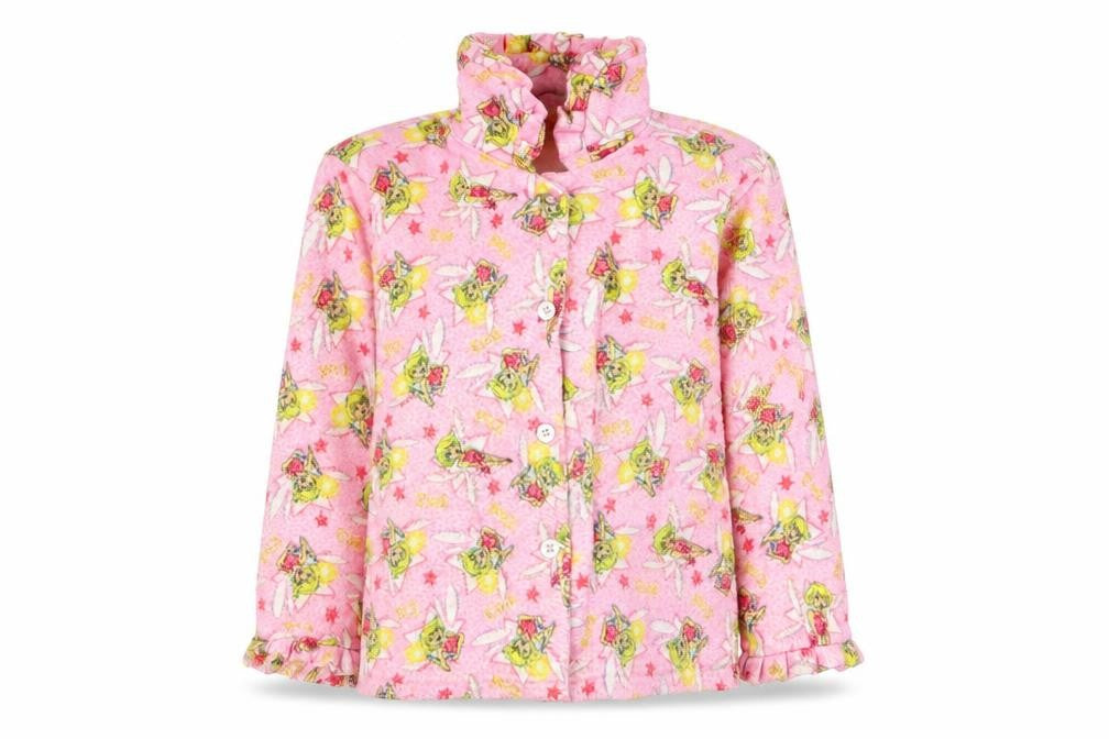 Front view of Preworn girls’ pink rayon basic button-up, size 6, years - tinkerbell