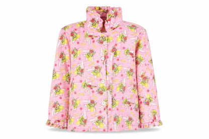 Front view of Preworn girls’ pink rayon basic button-up, size 6, years - tinkerbell