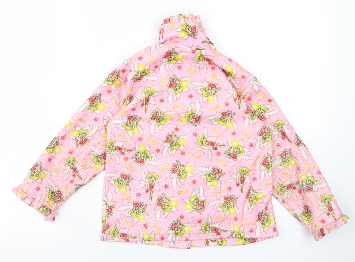 Back view of Preworn girls’ pink rayon basic button-up, size 6, years - tinkerbell