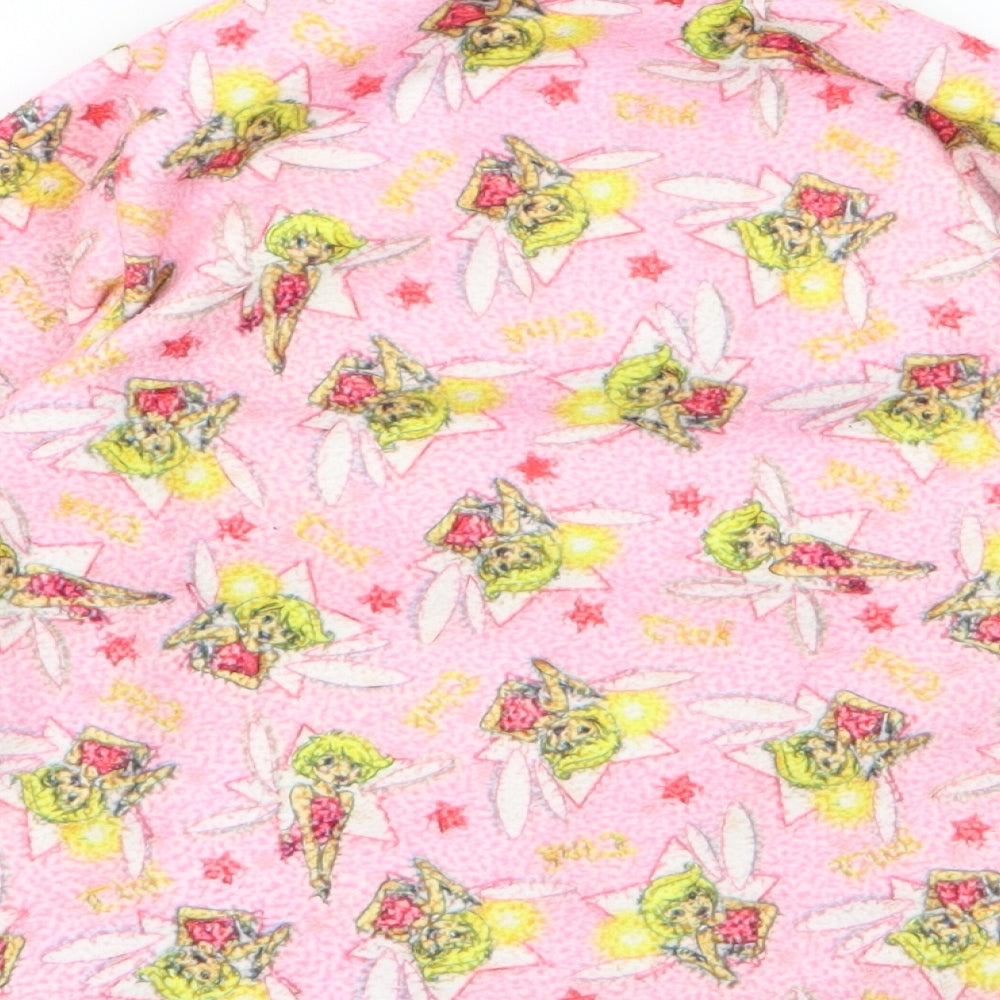 Brand and care label for Preworn girls’ pink rayon basic button-up, size 6, years - tinkerbell
