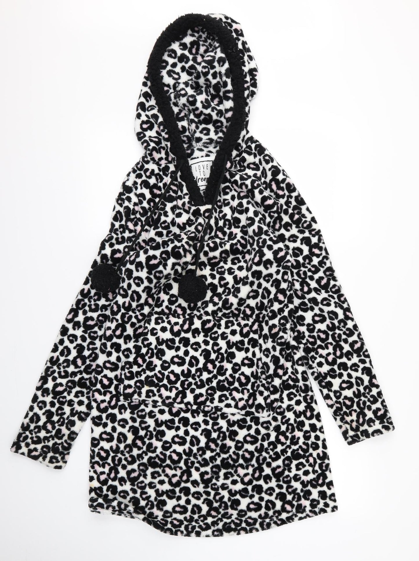 Preworn Womens White Animal Print  Pullover Hoodie Size 8