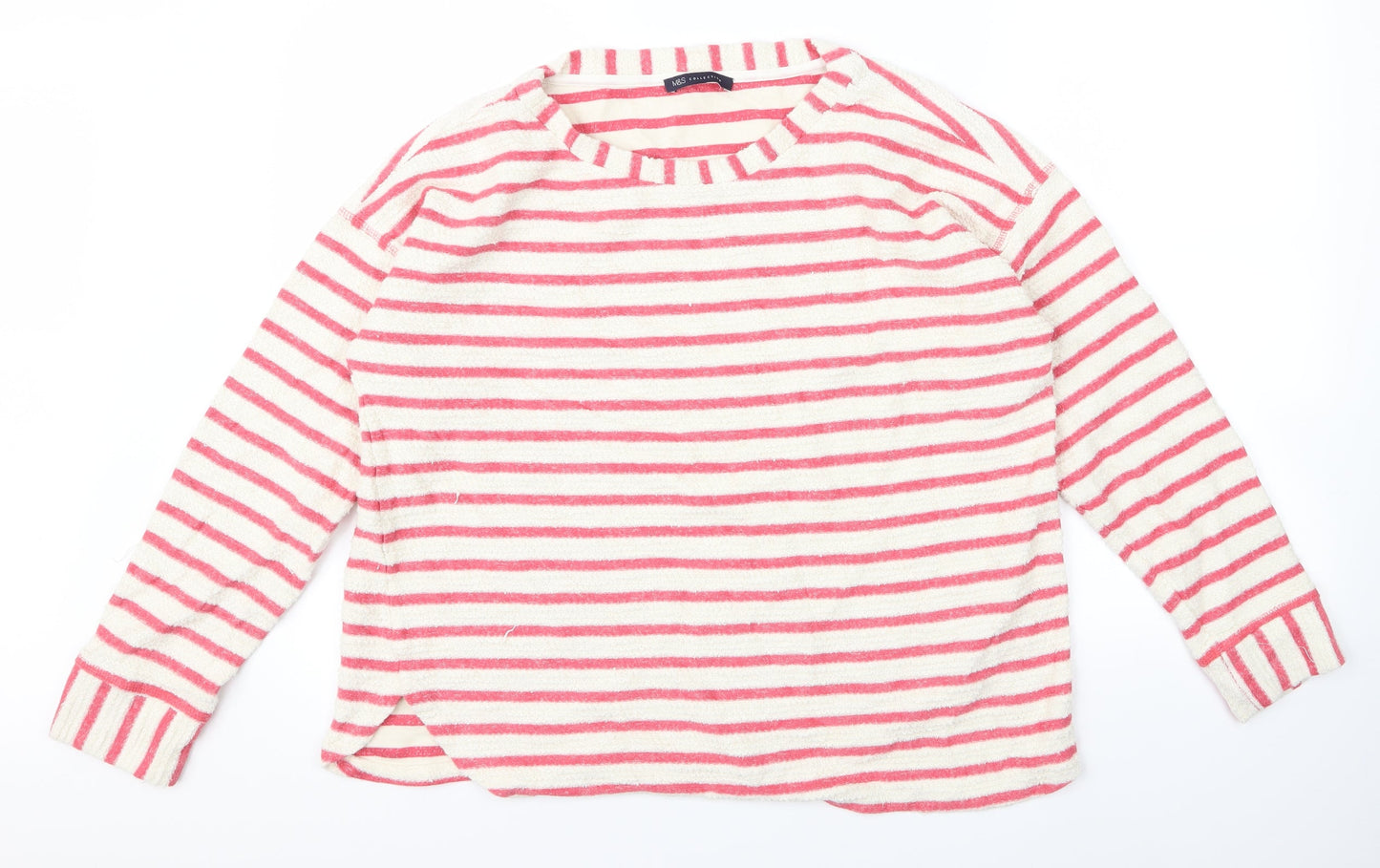 m&s Womens Red Striped  Basic T-Shirt Size 2