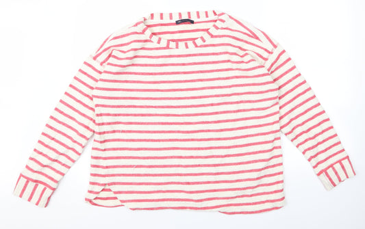 m&s Womens Red Striped  Basic T-Shirt Size 2