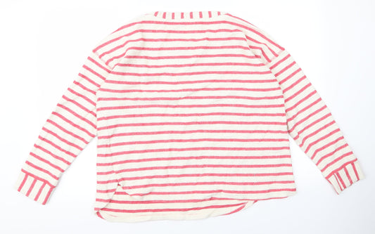 m&s Womens Red Striped  Basic T-Shirt Size 2