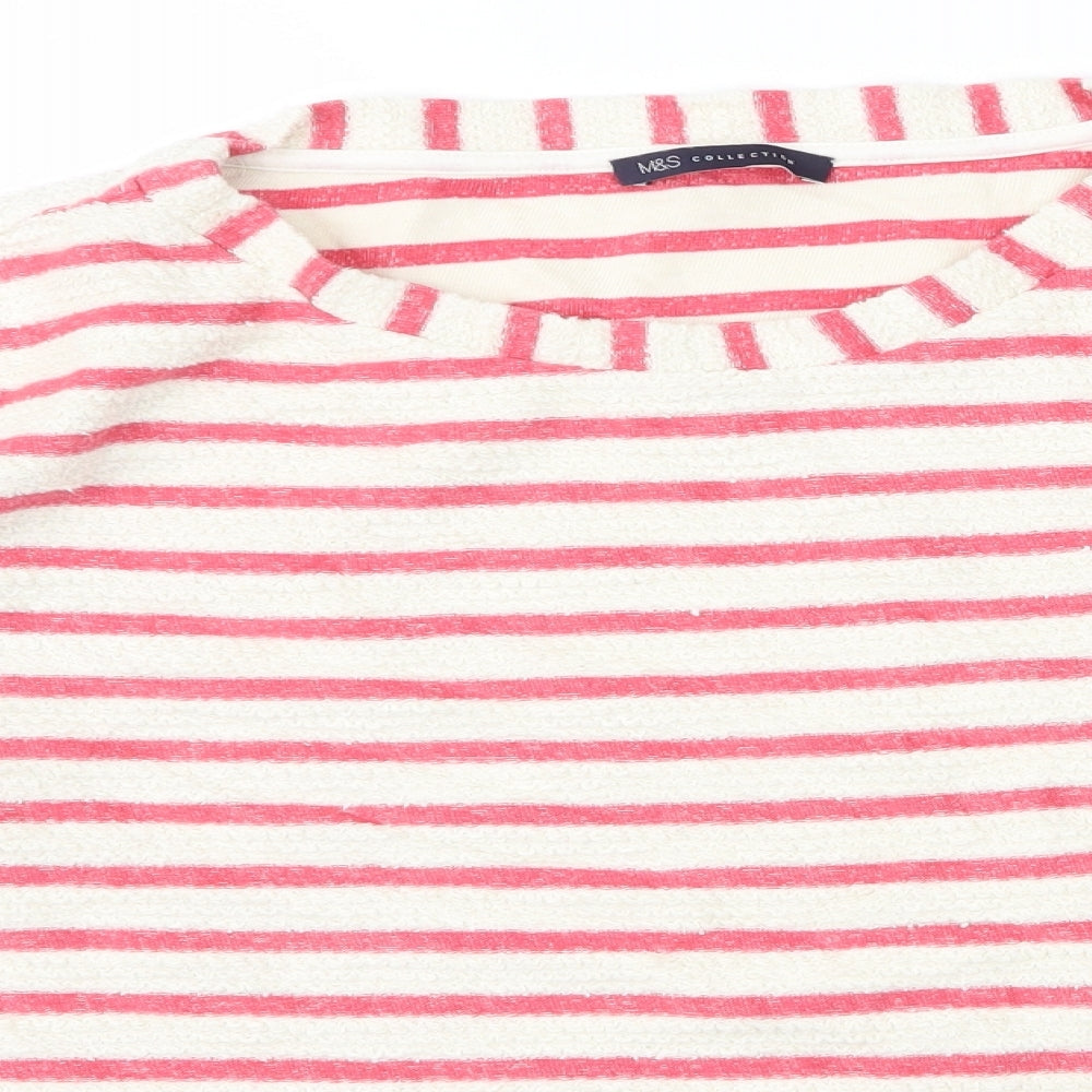 m&s Womens Red Striped  Basic T-Shirt Size 2