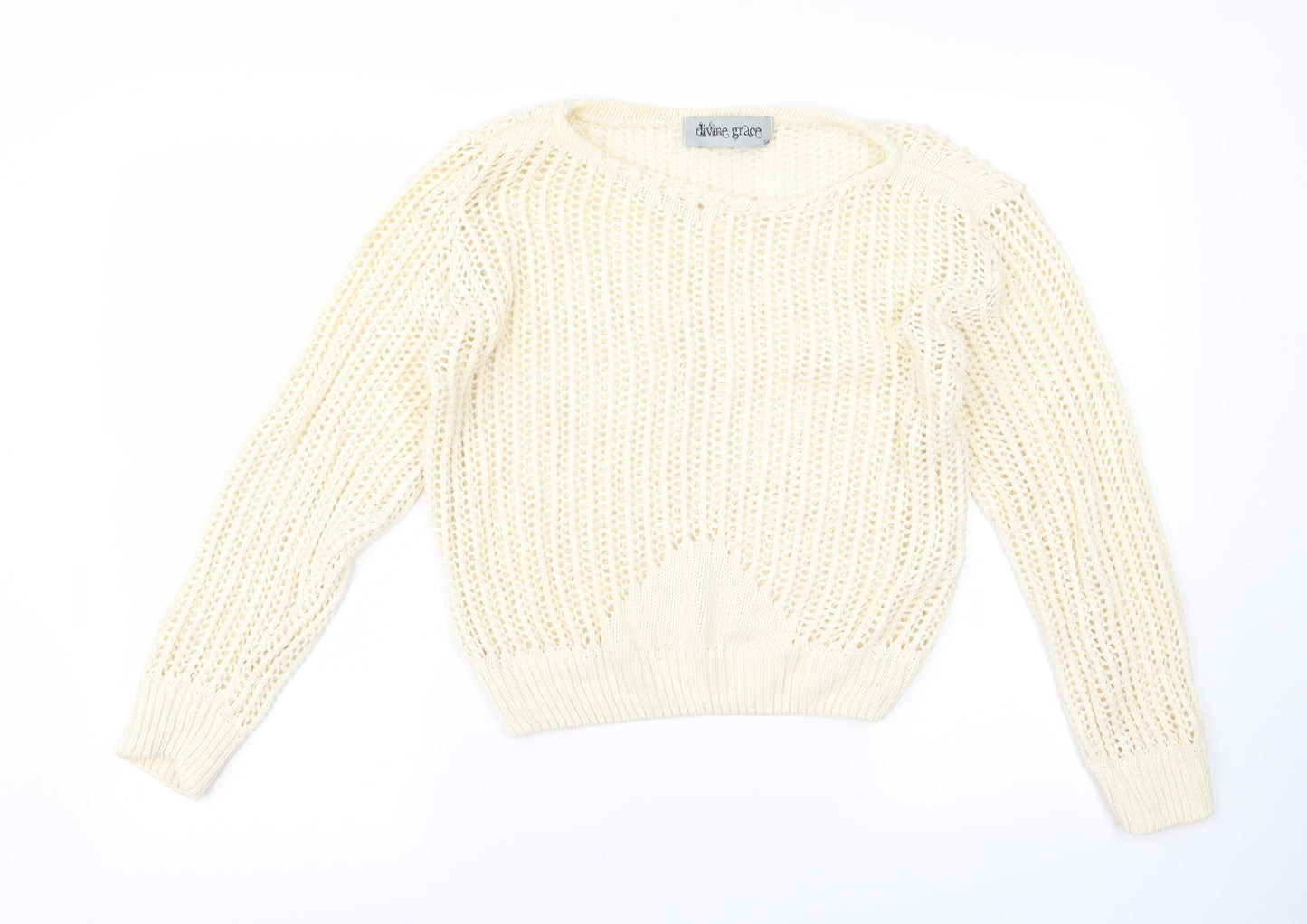 divine grace Womens White   Pullover Jumper Size M