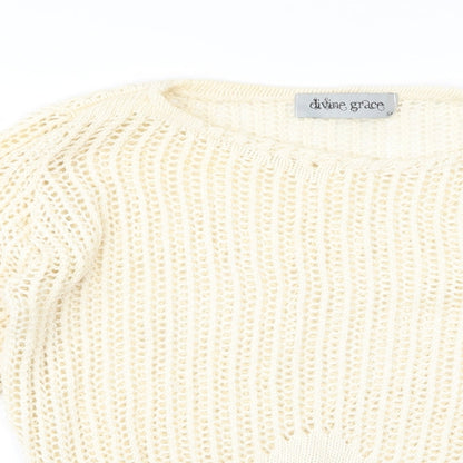 divine grace Womens White   Pullover Jumper Size M