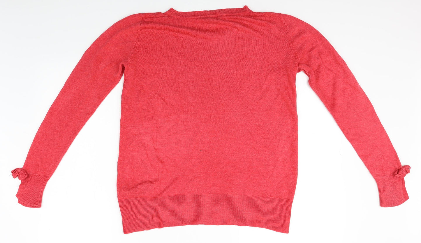Dorothy Perkins Womens Red   Pullover Jumper Size 14  - bows on sleeves